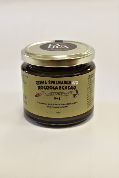Sizilianische Bio-Haselnusscreme aus dem Nebrodigebirge, Bio-Rohrzucker & Bio-Kakao, vegan
